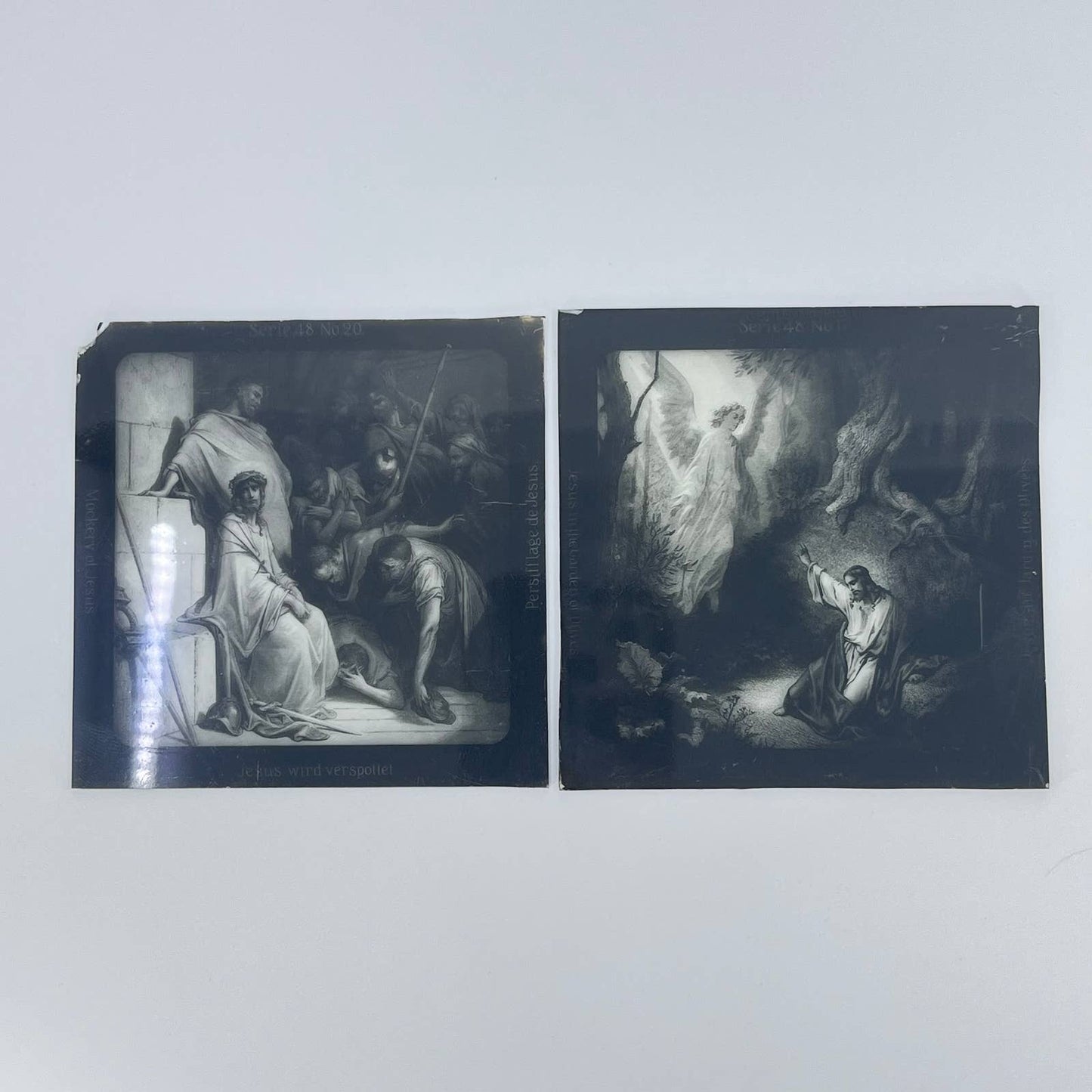 Magic Lantern Glass Slides Mockery of Jesus & Jesus in Garden of Olives SD2