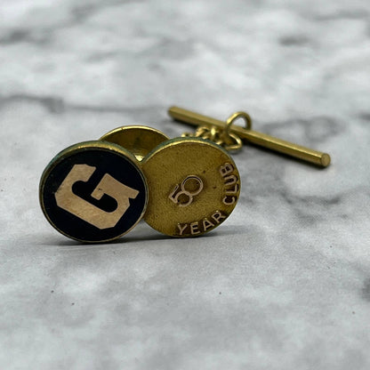 Vintage "G" 50 Year Club Black Enamel 10k Gold Filled Pin Tie Tack Jostens SA2
