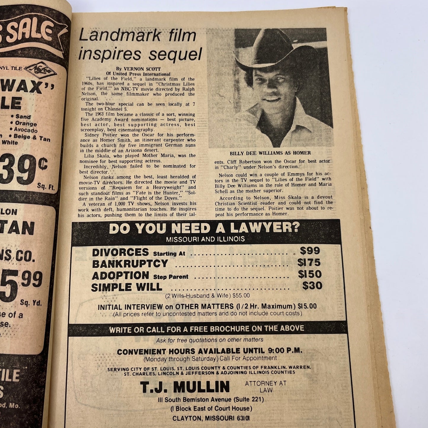 1979 Dec 16 Bellville IL News-Democrat TV Listings Lilies of the Field L4-1
