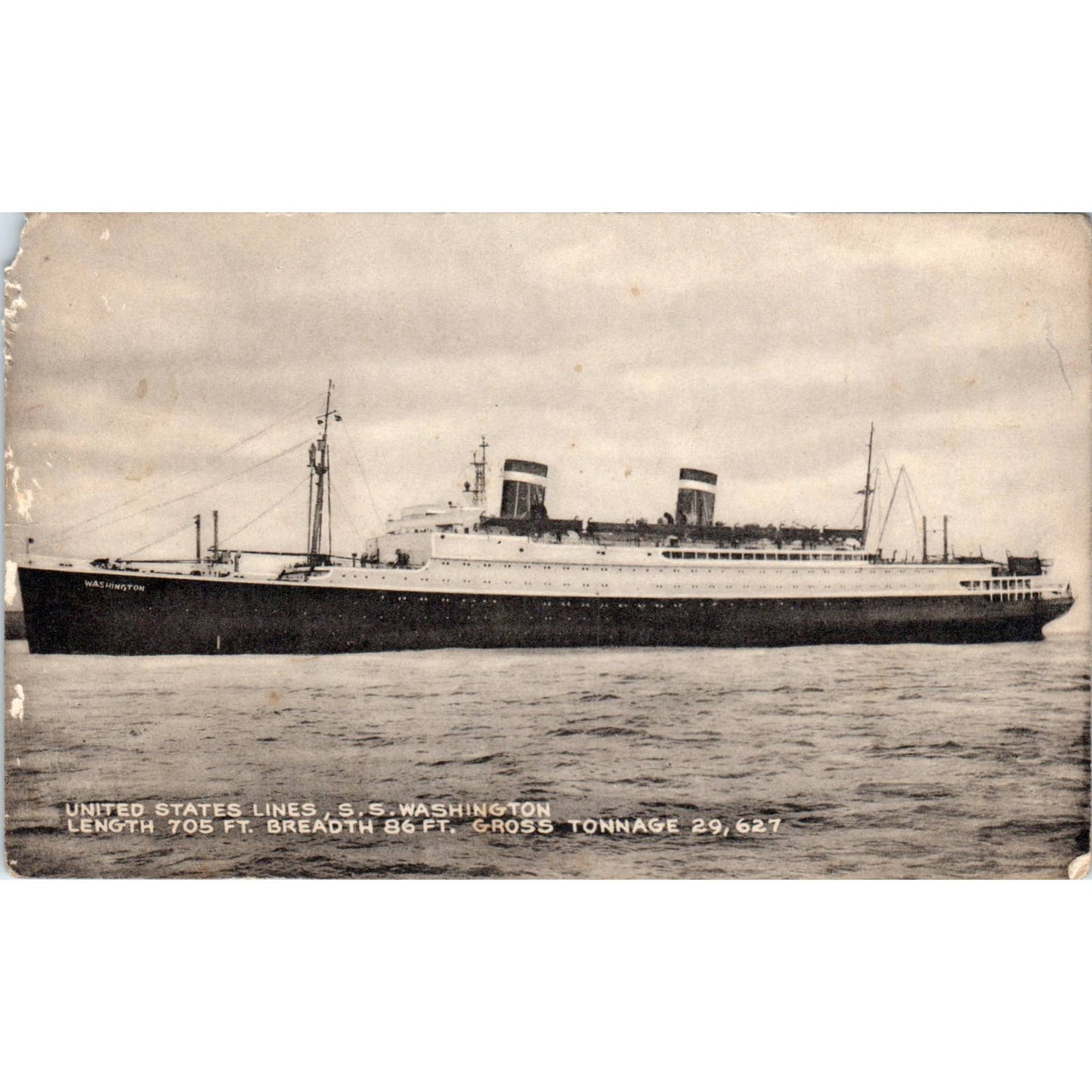Antique RPPC Postcard United States Lines S.S. Washington SE5