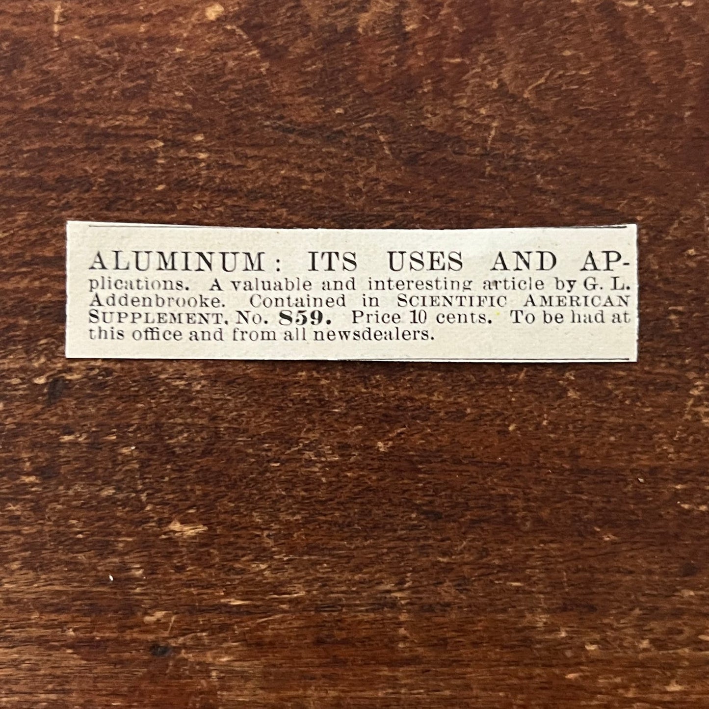 Aluminum - Uses and Applications G.L. Addenbrooke Original Advertisement AD8-P28