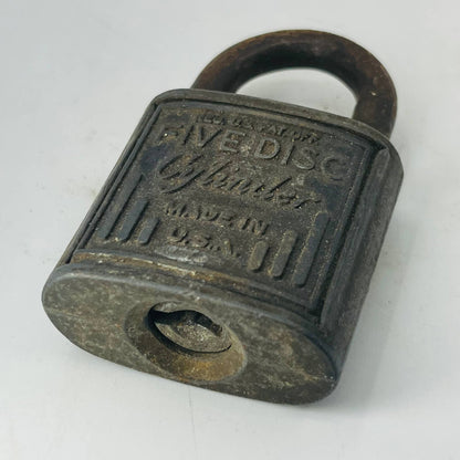 Vintage Art Deco Five Disc Cylinder Lock Padlock No Key SA8