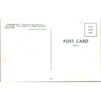 Sagamore Hill Oyster Bay Nursery of Theodore Roosevelt Original Postcard PB6