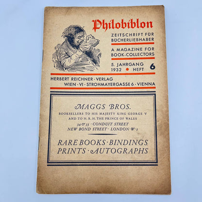 1932 Philobiblon Zeitschrift für Bücherliebhaber Book Collectors Magazine #6 TF3