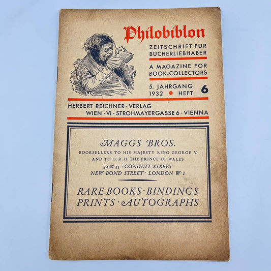 1932 Philobiblon Zeitschrift für Bücherliebhaber Book Collectors Magazine #6 TF3