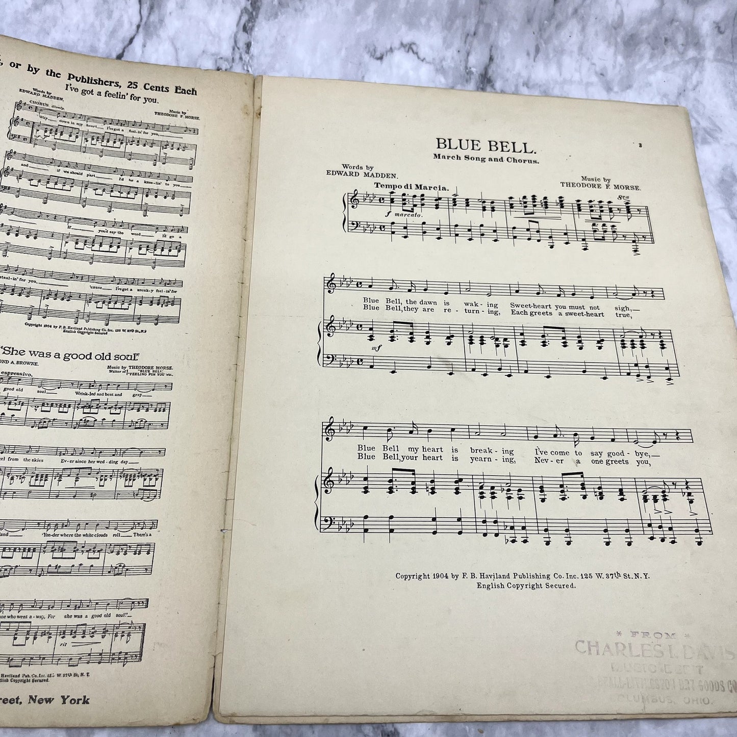 Blue Bell March Madden & Morse Alma Doerge 1904 Sheet Music V37-5