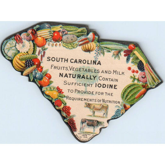 1929 South Carolina Fruits Vegetables & Milk Contain Sufficient Iodine Label SE5