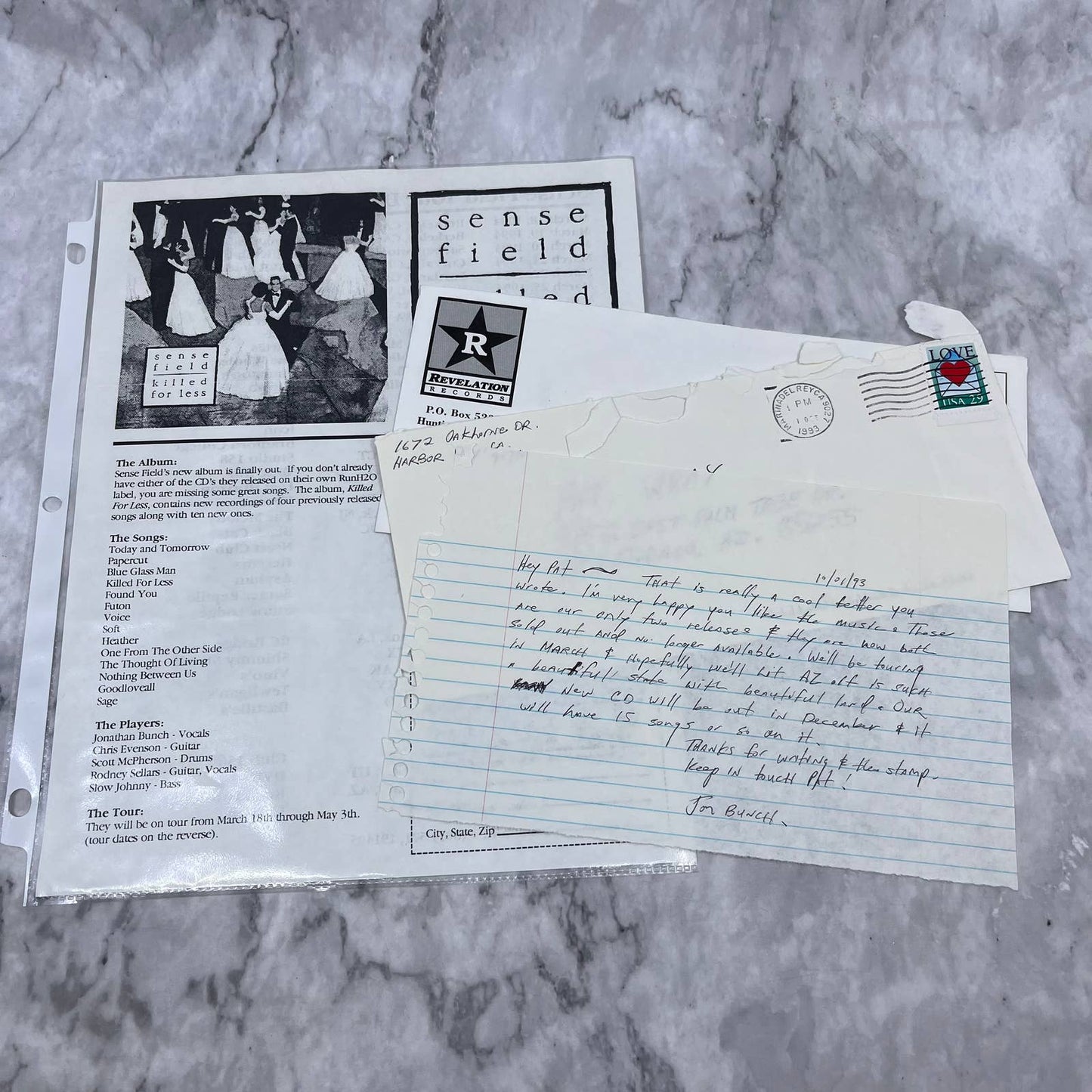 Vintage Sense Field California Indie Rock Fan Ephemera Collection FL5