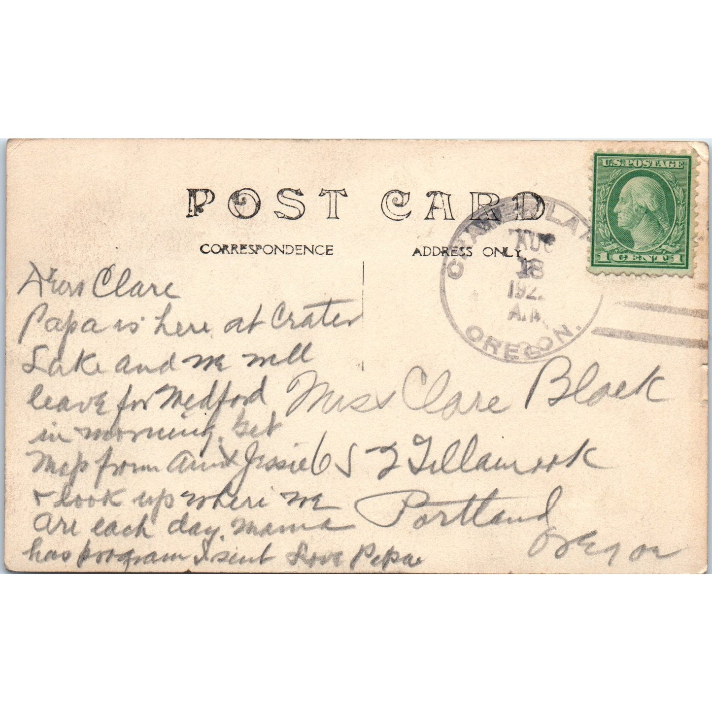 East From Rim Road Llao Rock Crater Lake 1940s RPPC Original Postcard P1-12