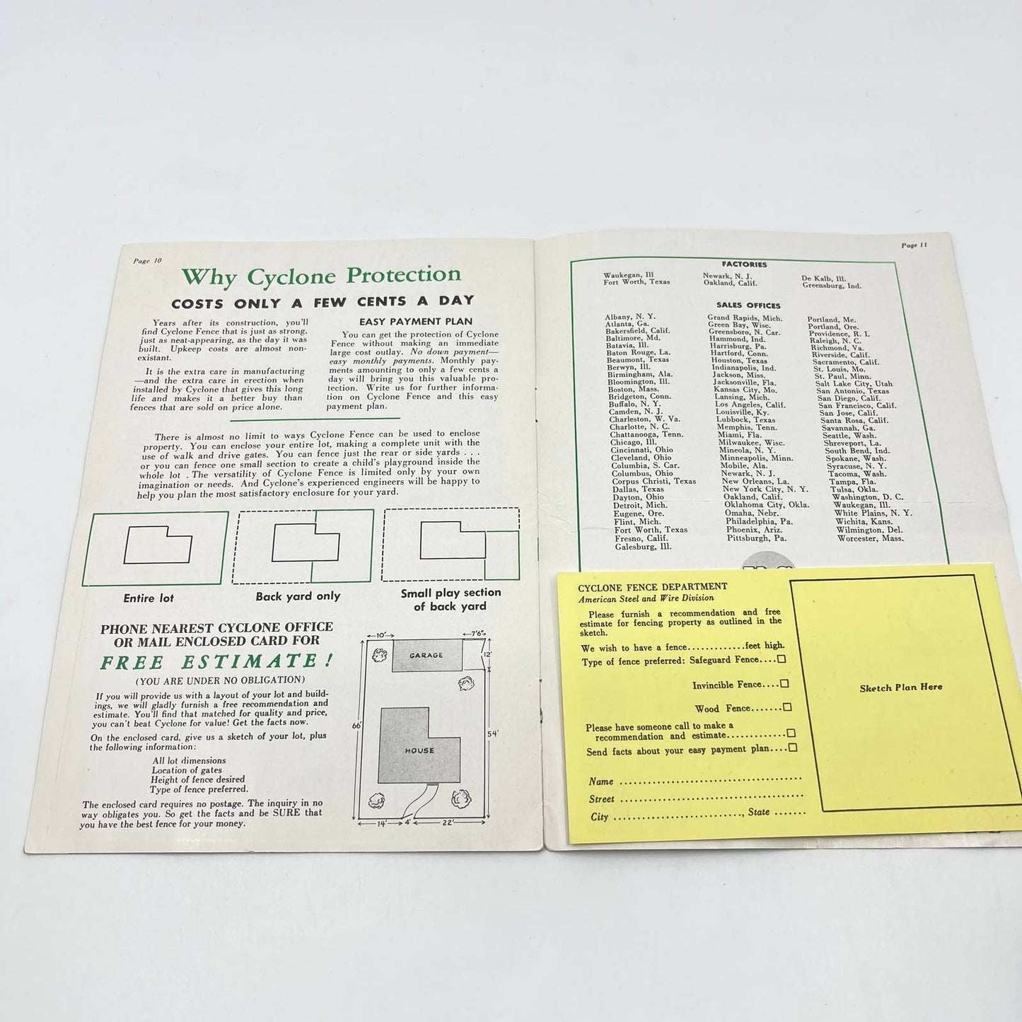 1950s Cyclone Fence Sales Booklet Brochure TF7