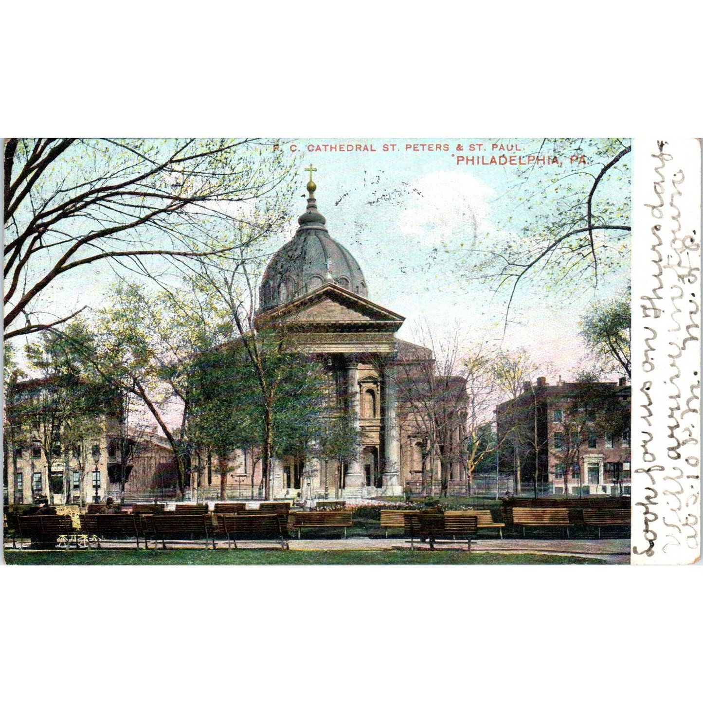 FC Cathedral St Peter's & St Paul Philadelphia PA 1907 Original Postcard TJ9-P2