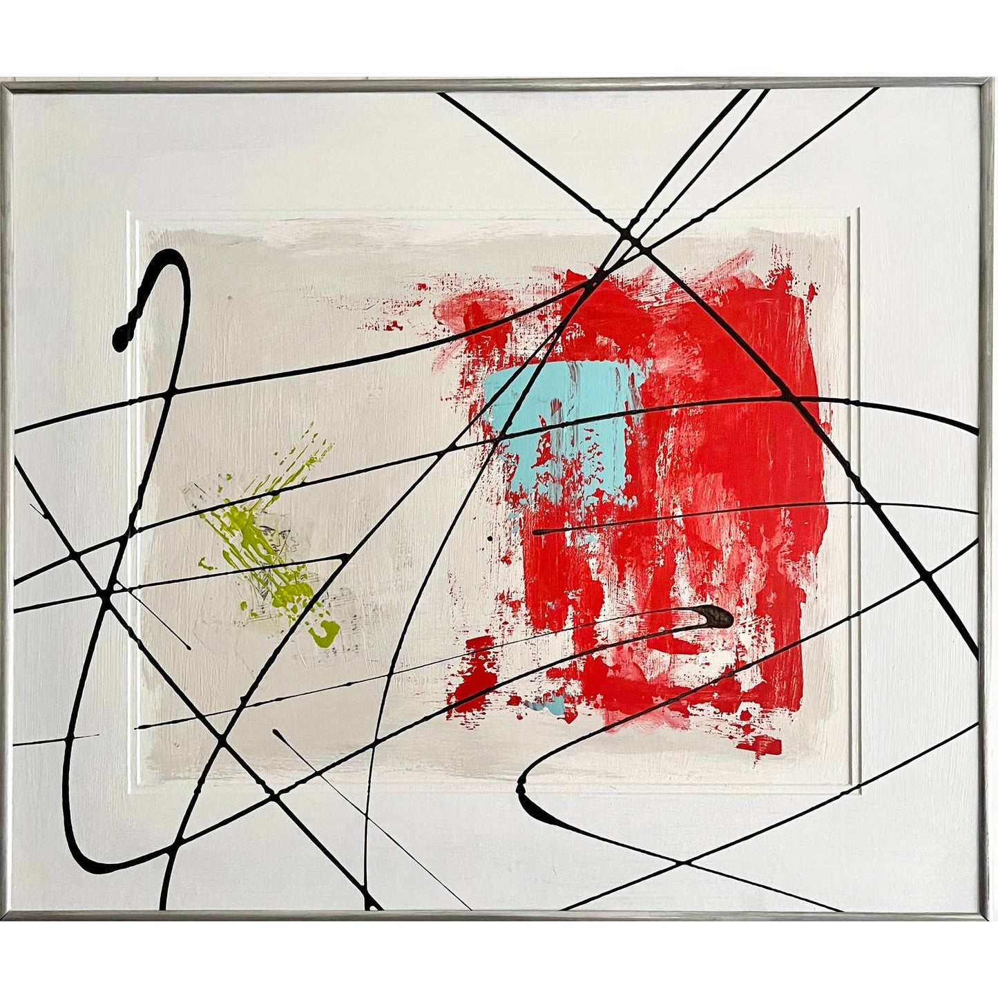 Original Framed Mixed Media Abstract Art Painting 23x27" The Smoking Man w/ COA