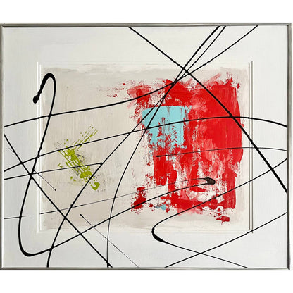 Original Framed Mixed Media Abstract Art Painting 23x27" The Smoking Man w/ COA