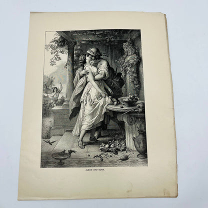 1880s Victorian Art Print Engraving Gothe ALEXIS AND DORA W. Von Kaulback