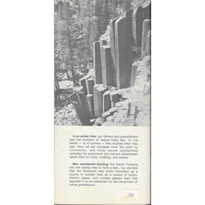 1977 Devils Postpile National Monument Travel Guide Booklet California TJ7