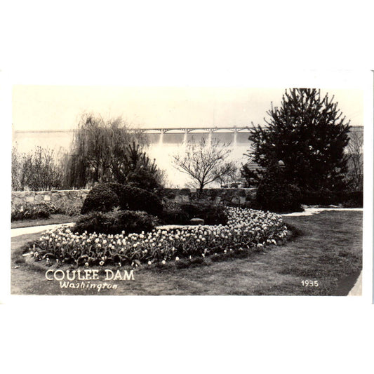 Antique Postcard RPPC Garden At Grand Coulee Dam Washington TD9