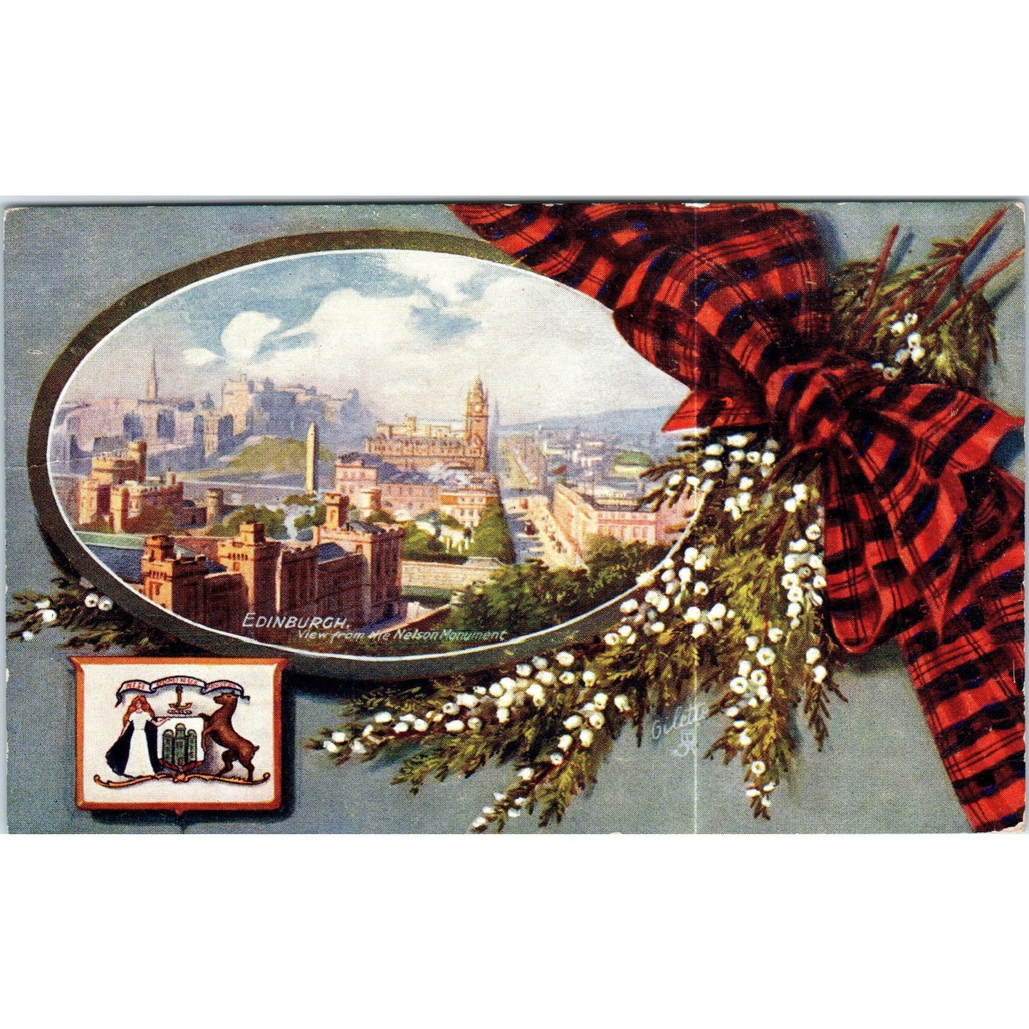 Edinburgh - The Nelson Monument Raphael Tuck Oilette Original Postcard P3-2