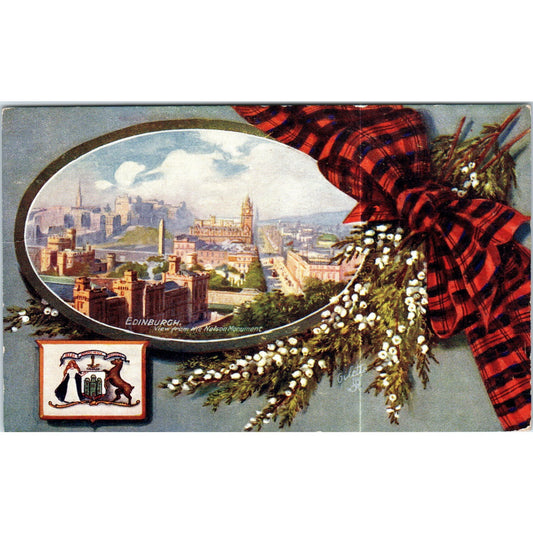 Edinburgh - The Nelson Monument Raphael Tuck Oilette Original Postcard P3-2