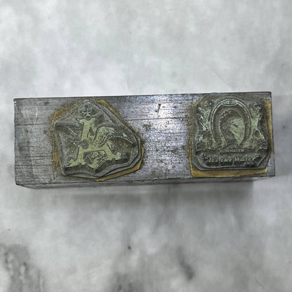 Vtg Letterpress Printers Block Plate Anheuser Busch, Good Luck Tumwater TJ516