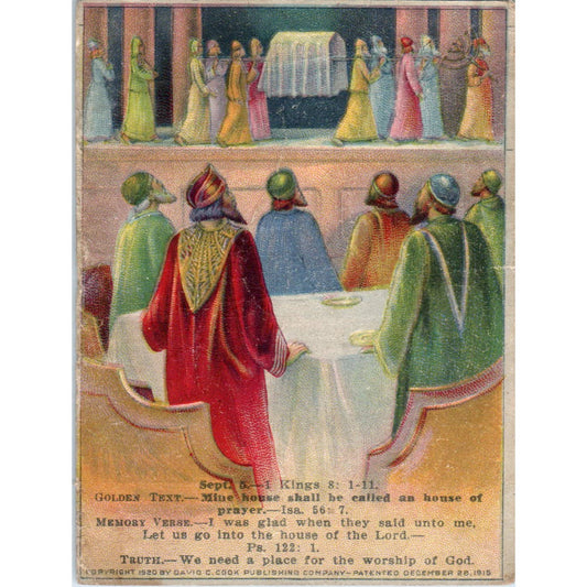 1920 Christian Lesson Picture Card The Building of the Temple God's House SE5