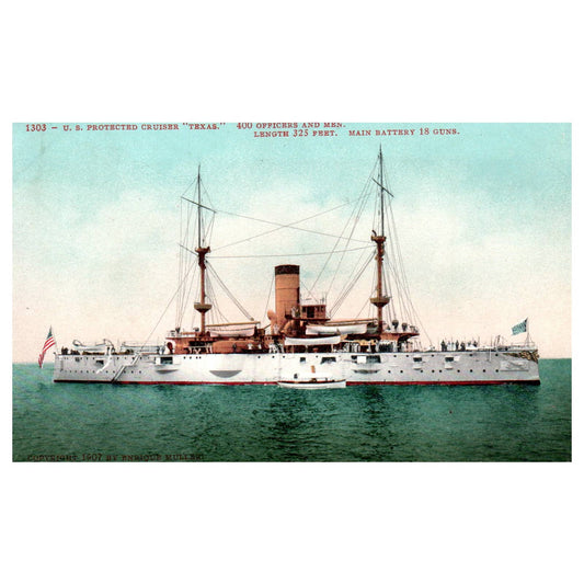 US Protected Cruiser Texas - Original Postcard TJ8-5