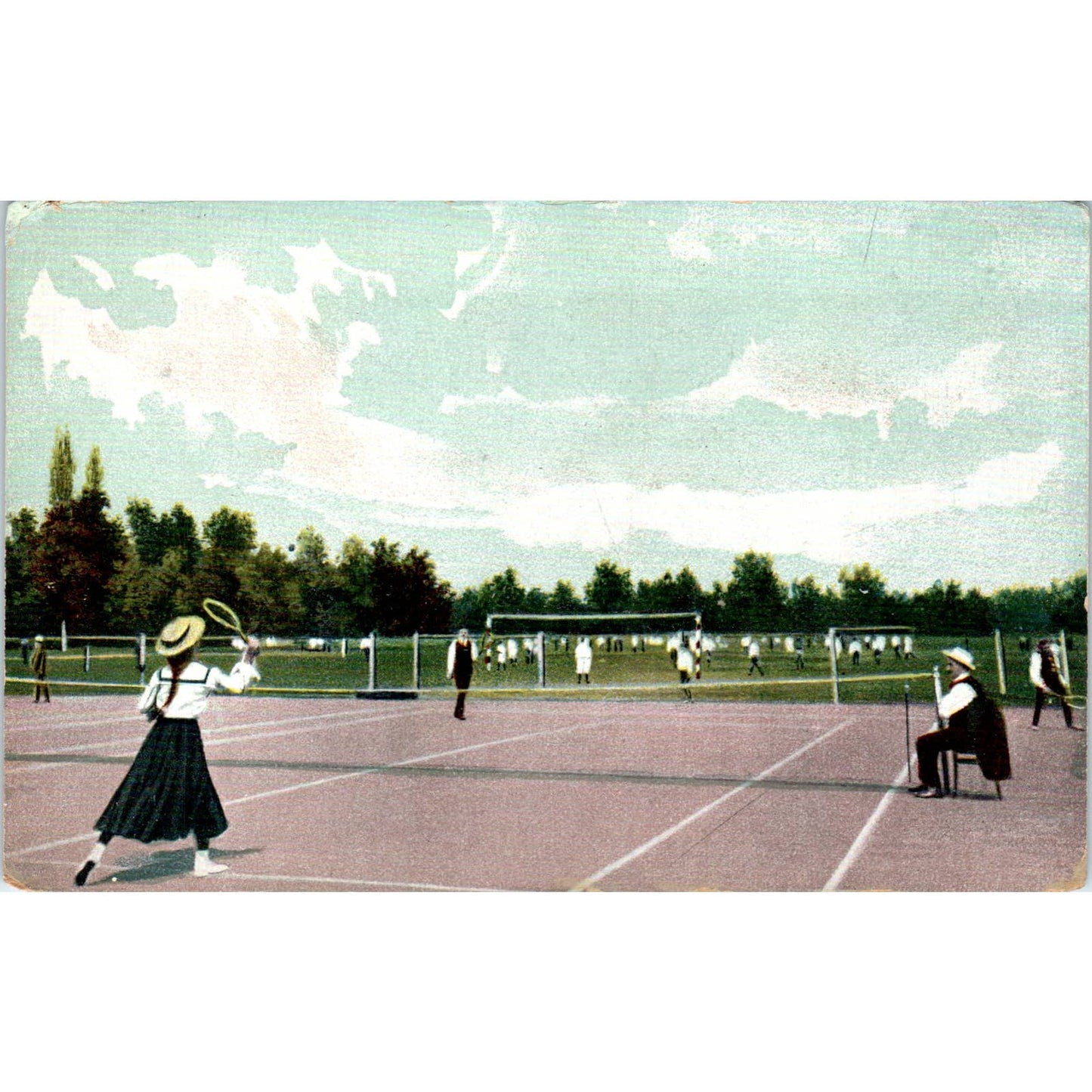 Victorian Tennis Match Original Postcard TK1-23-1
