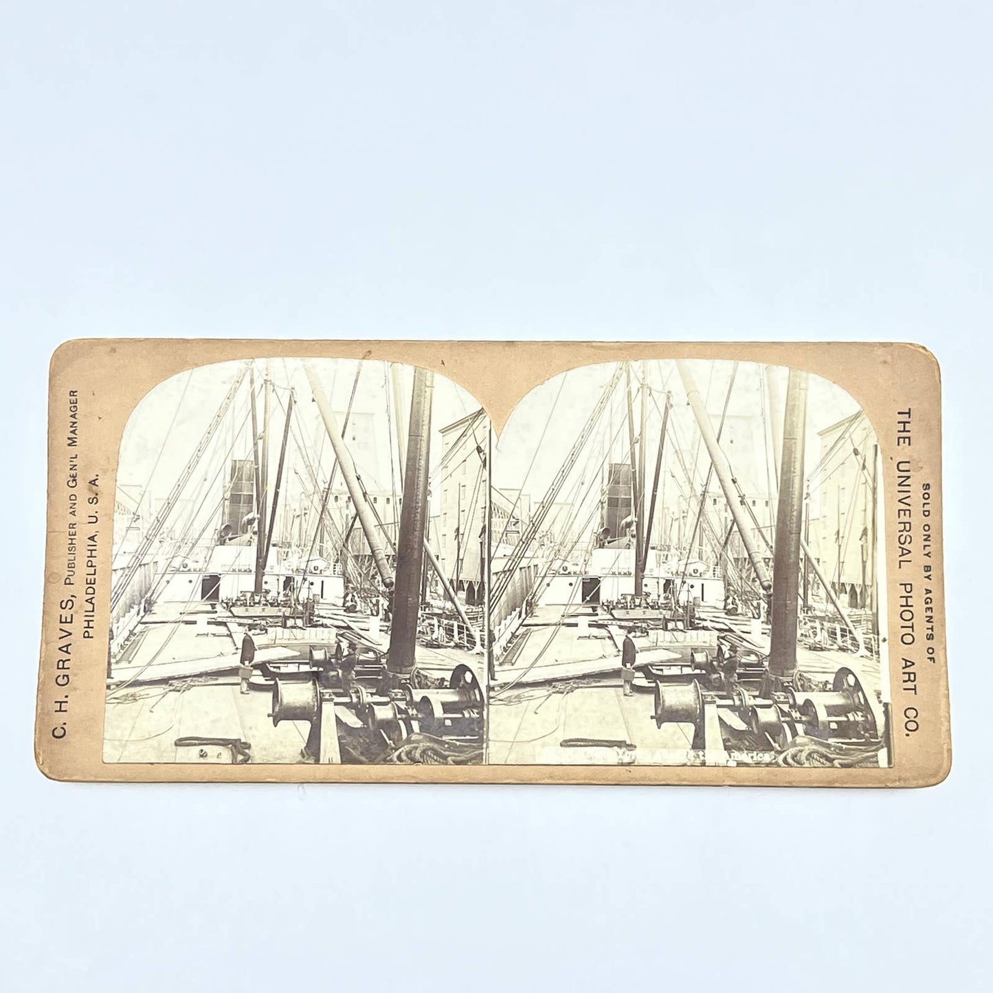 c1900 Stereoview Card New York Aboard The America Steamship SD6