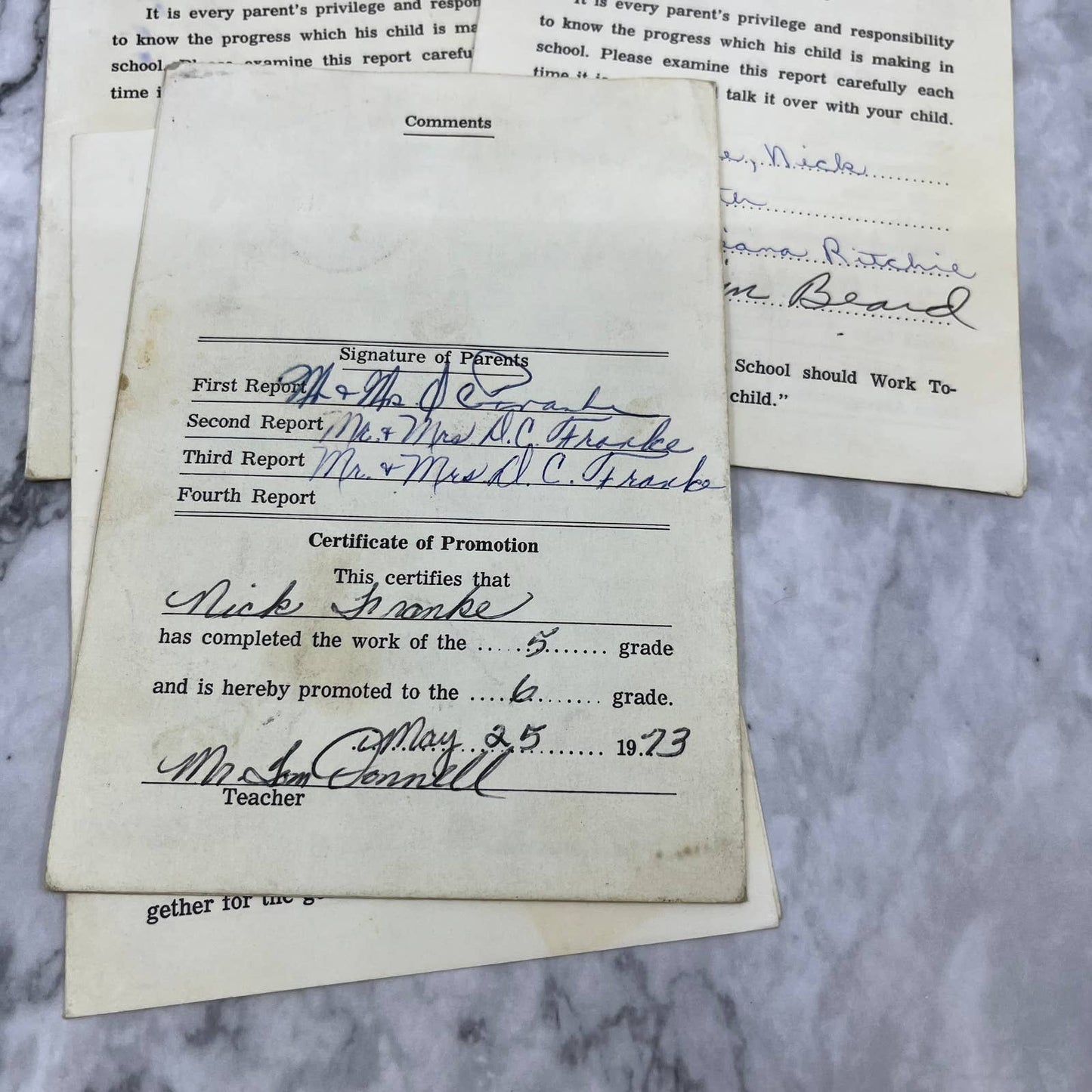 1971-75 Report Card Lot Nick Franke Blue Eye School District R-V MO EA4