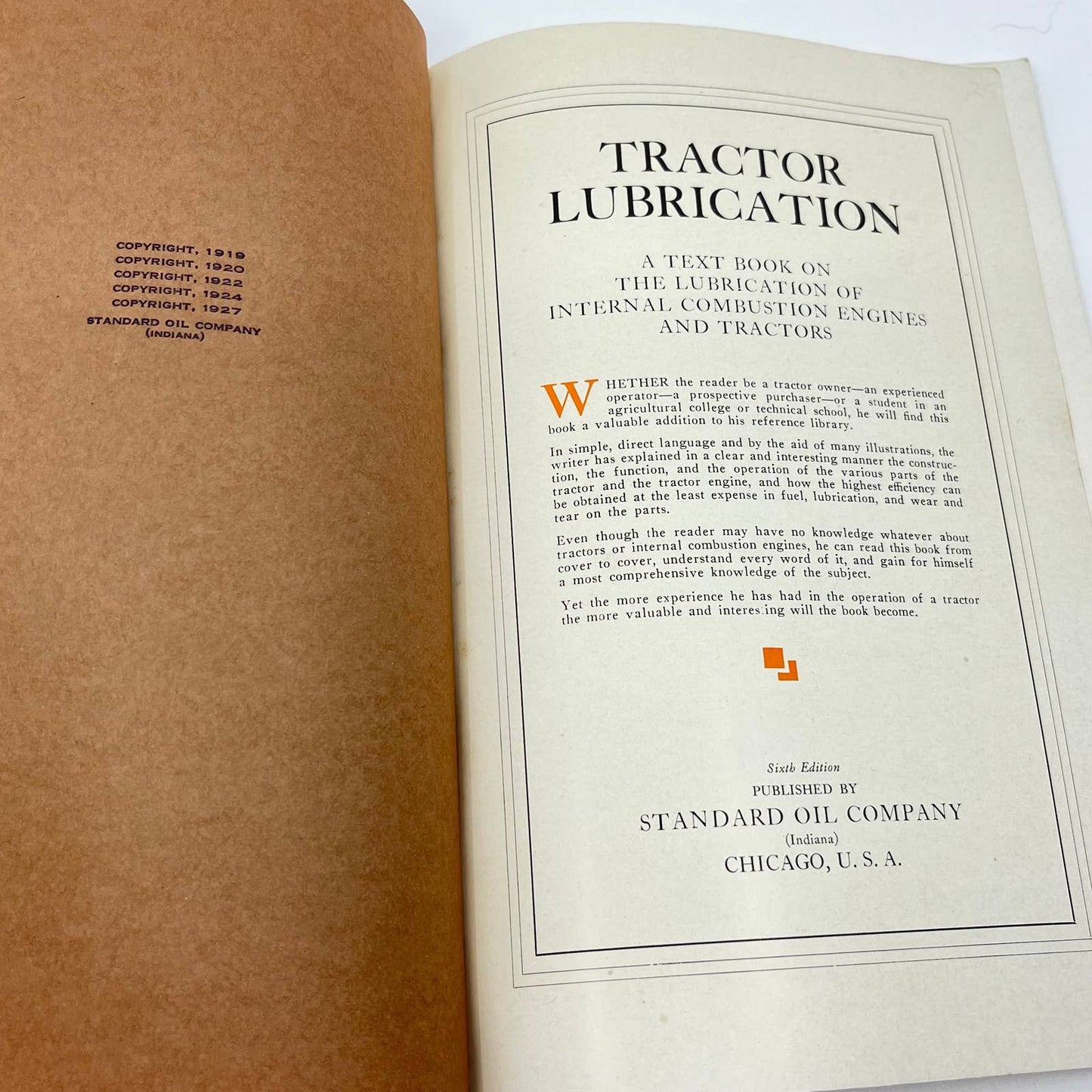 1927 Standard Oil Co Indiana TRACTOR LUBRICATION Internal Combustion Engines TF7