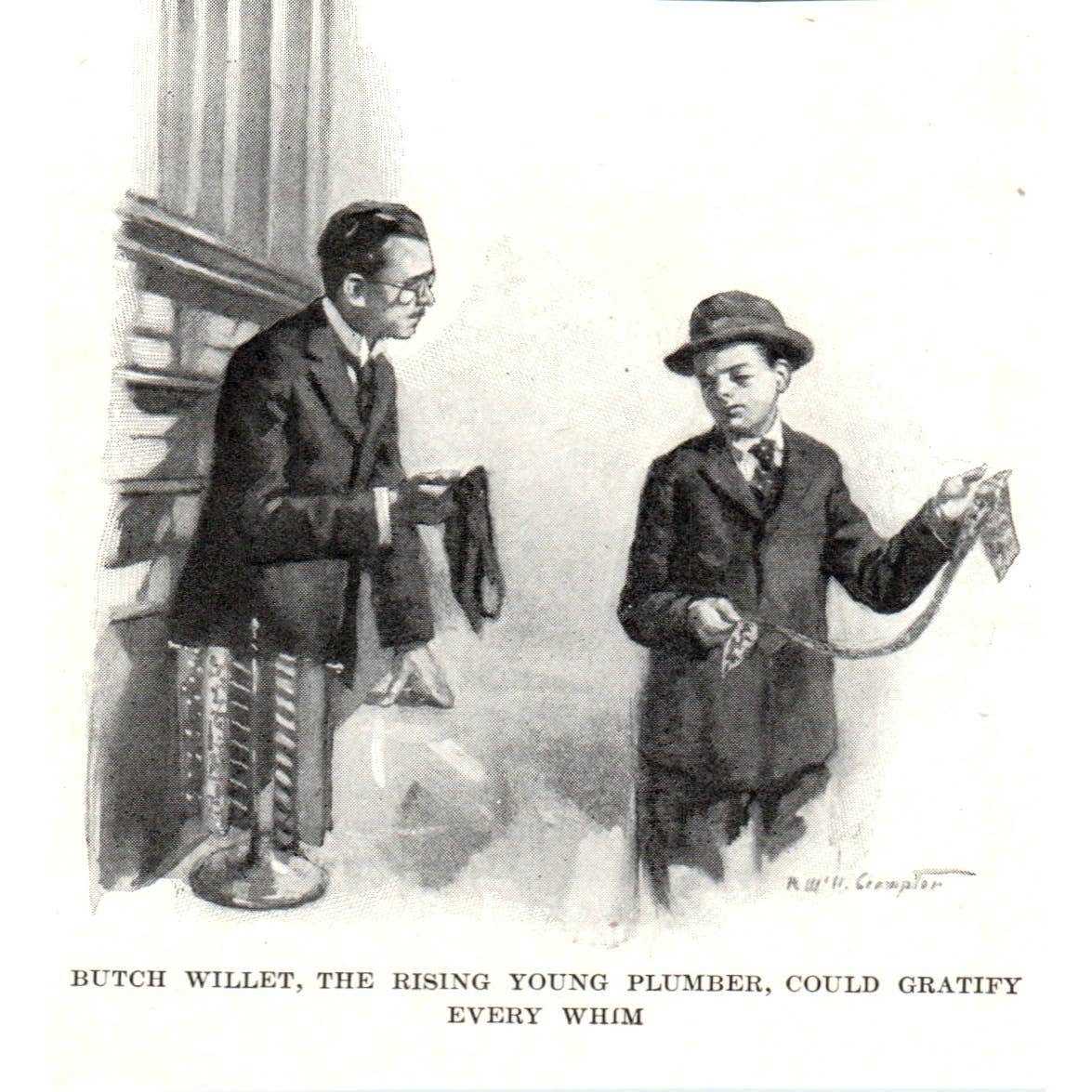 Butch Willet The Rising Young Plumber - 1921 Original Illustration TJ7-S