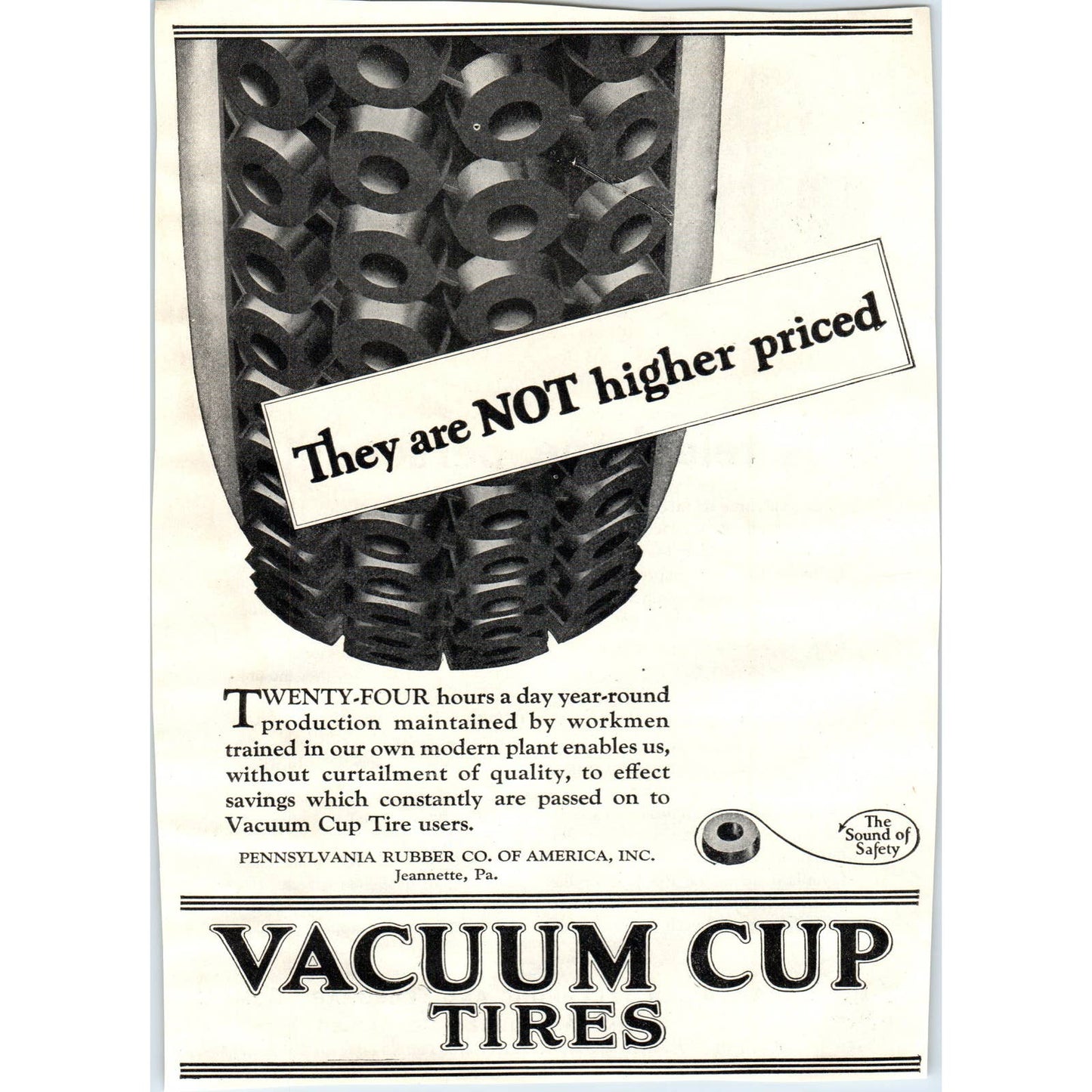 c1920 Harper's Magazine Ad - Vacuum Cup Tires Pennsylvania Rubber Co TF6-1