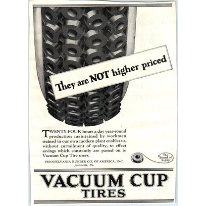 c1920 Harper's Magazine Ad - Vacuum Cup Tires Pennsylvania Rubber Co TF6-1