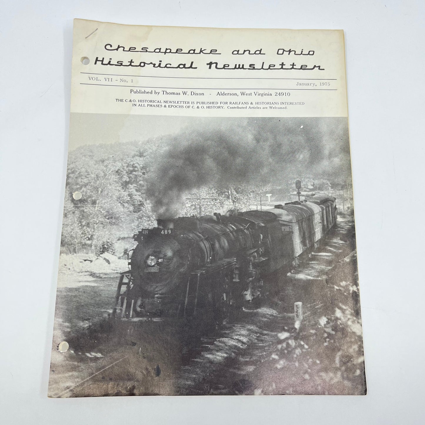 1975 Jan Chesapeake and Ohio Historical Newsletter C&O RR Thomas Dixon WV M1-2