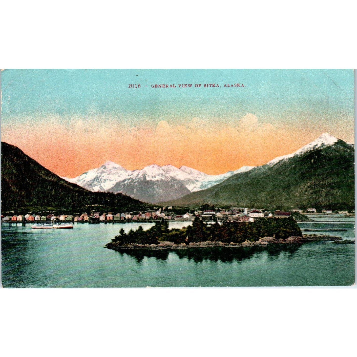General View of Sitka Alaska Original Postcard TK1-30