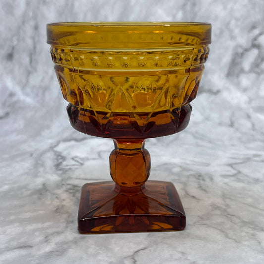 Indiana Colony Park Lane Square Footed Amber Goblet Sherbet Glass MCM 4” TC4