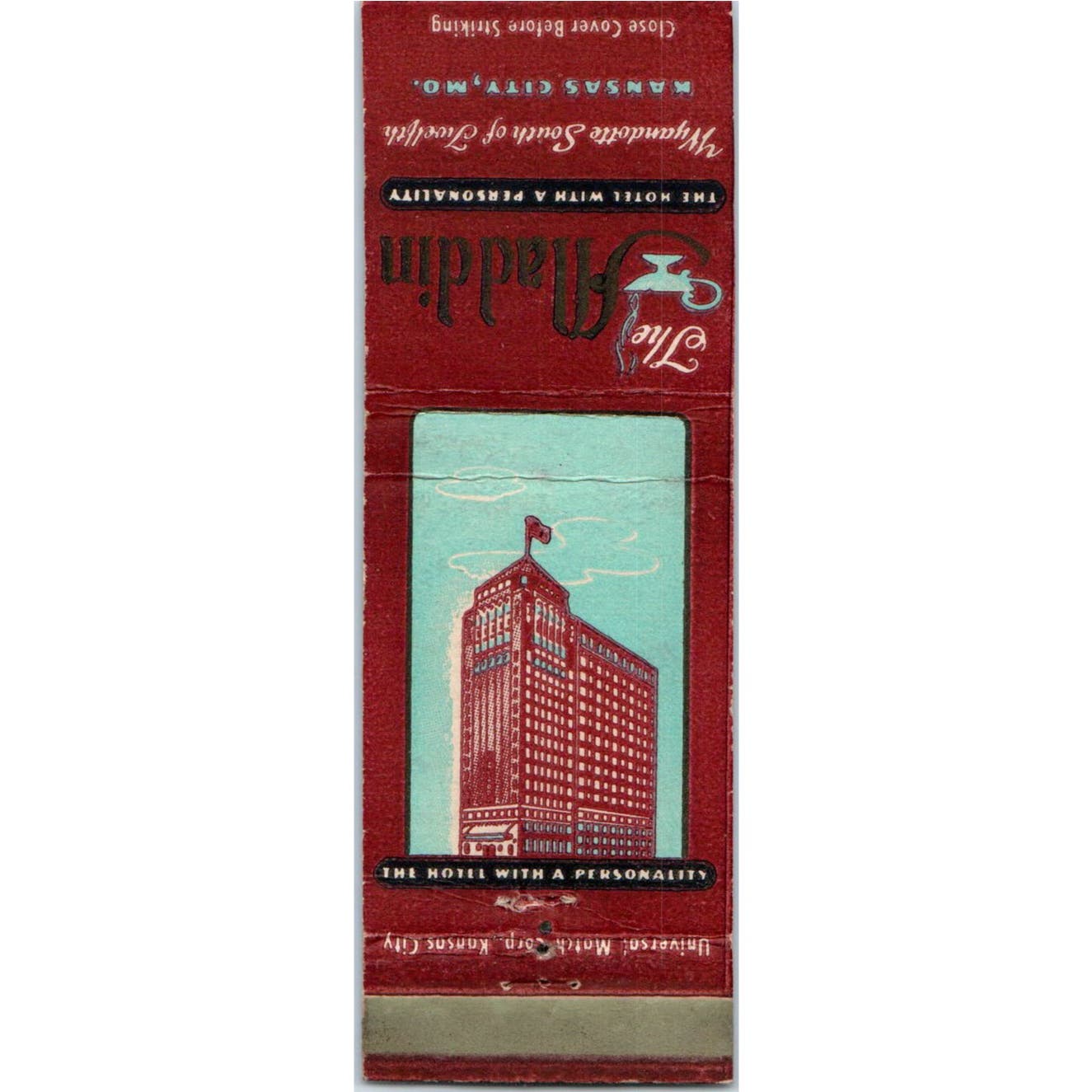 The Aladdin Hotel Kansas City MO Advertising Matchbook Cover SA9-M8