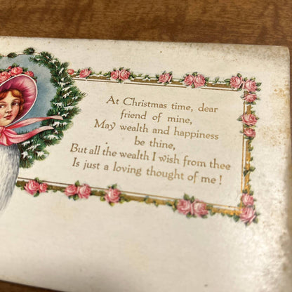 c1900 Embossed Victorian Poem Whitney MA Christmas Greetings Postcard PA2
