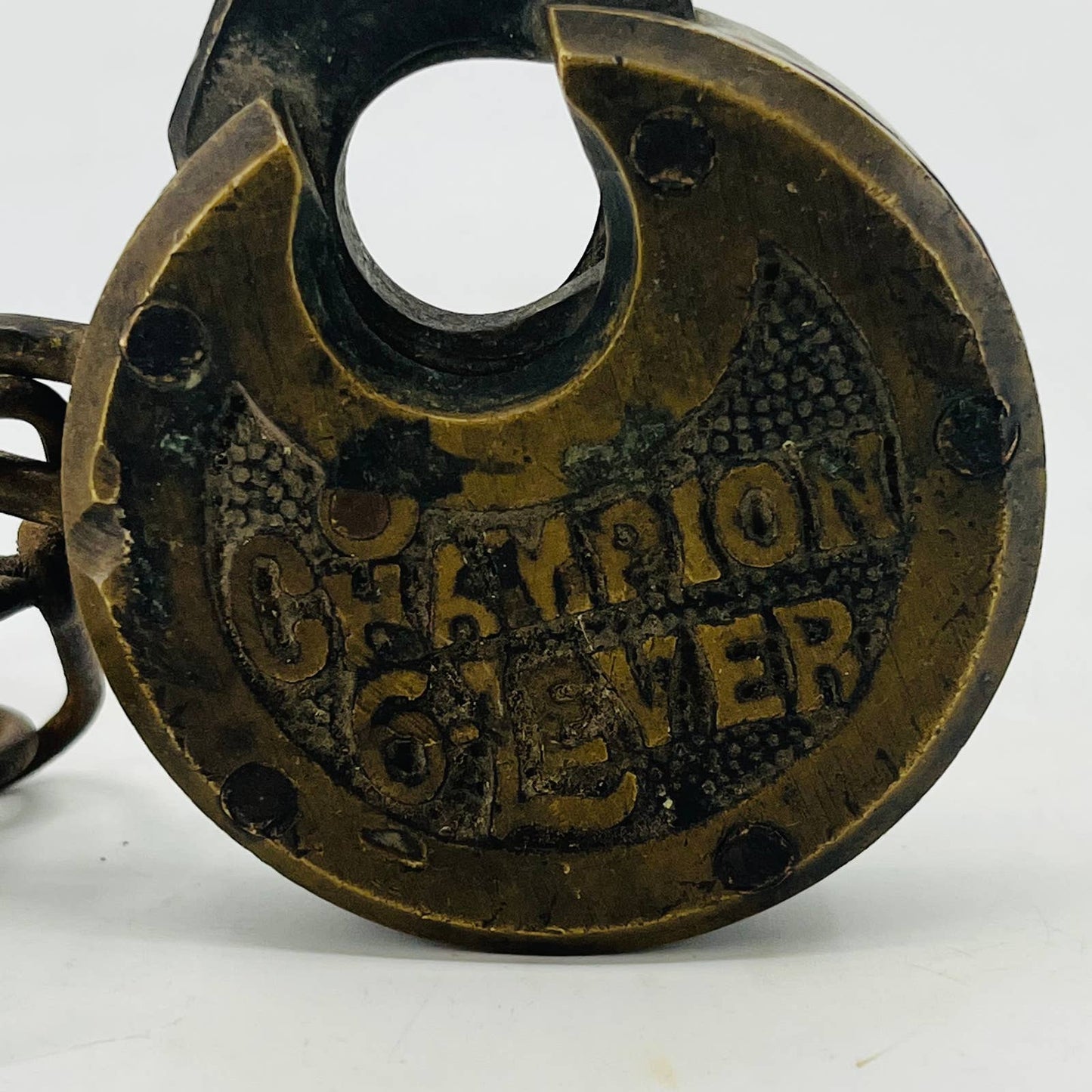 Antique Brass CHAMPION 6 Lever Push Key Pancake Padlock Miller Lock No Key SA8