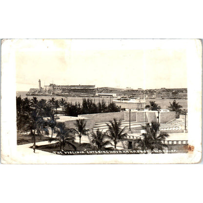 The Virginia Entering Havana Harbor 1937 Cuba Original Postcard TK1-P16