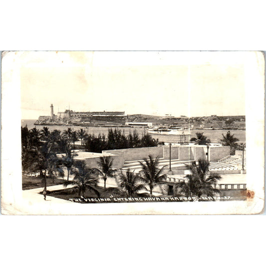 The Virginia Entering Havana Harbor 1937 Cuba Original Postcard P3-1