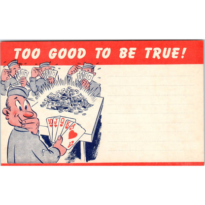 WW2 Too Good To Be True! Army Life No.101 Hager-Overback Comic Postcard TK1-26