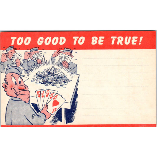 WW2 Too Good To Be True! Army Life No.101 Hager-Overback Comic Postcard TK1-26