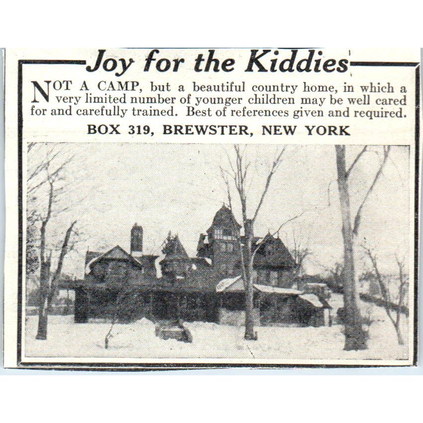 c1920 Harper's Magazine Ad - Joy for the Kiddies Brewster New York EA3-2