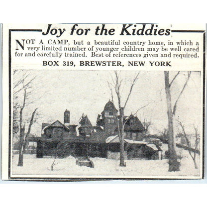 c1920 Harper's Magazine Ad - Joy for the Kiddies Brewster New York EA3-2