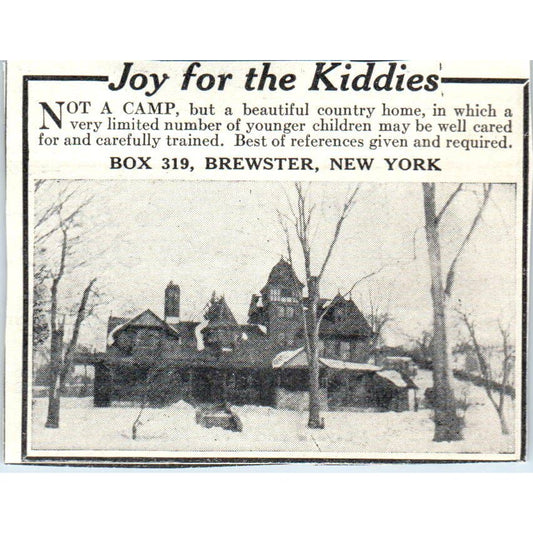 c1920 Harper's Magazine Ad - Joy for the Kiddies Brewster New York EA3-2