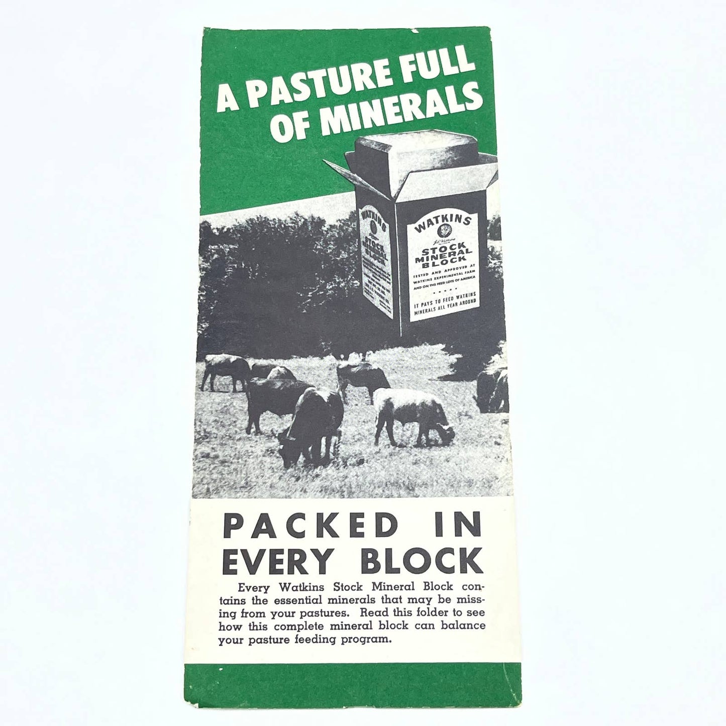 1950s Watkins Stock Mineral Block Farming Brochure H.O. Huffman Pratt KS AC1