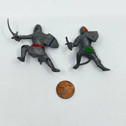 Vintage Set of 2 Lead Cast Metal Toy British Knights 2” SC3