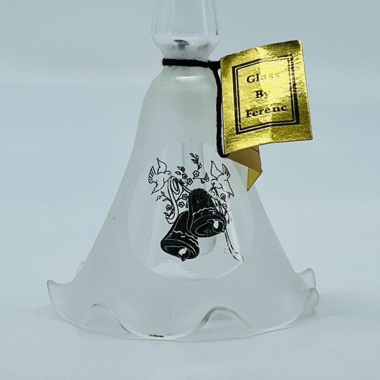 Mid Century Long Stem Hand Blown Glass Bell Frosted Glass by Ferenc Gilman SC4
