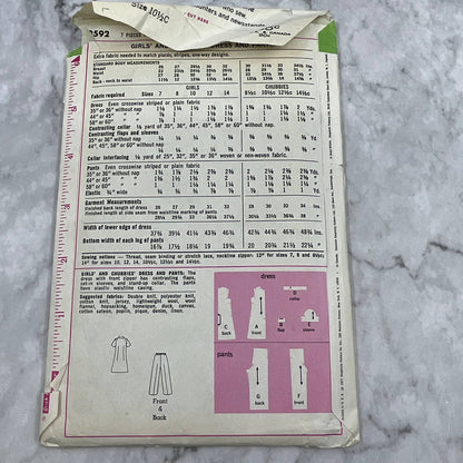 1971 Sewing Pattern Simplicity 10.5c Childs Skirt Jacket Shirt Pants 9592 TI7