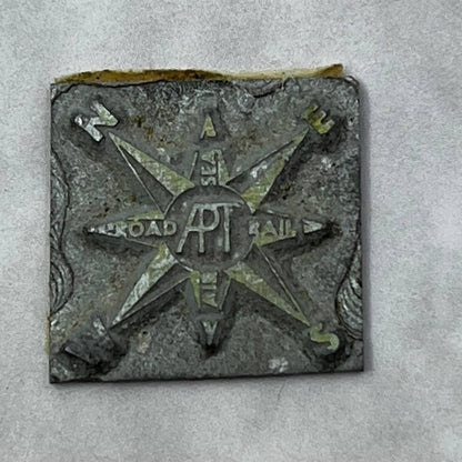 Vintage Printing Letterpress Printers Block Plate Apt Road Rail Compass TJ512